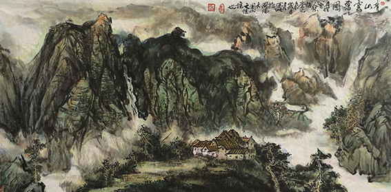 黎越常作品4       《青山雾霭图》